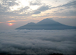 Sunrise view Mt. Agung from Mt. Batur