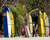 Kuta beach with rental surf boards