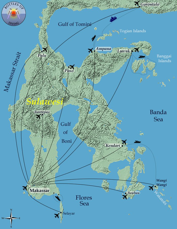 Routes in Central- and South Sulawesi