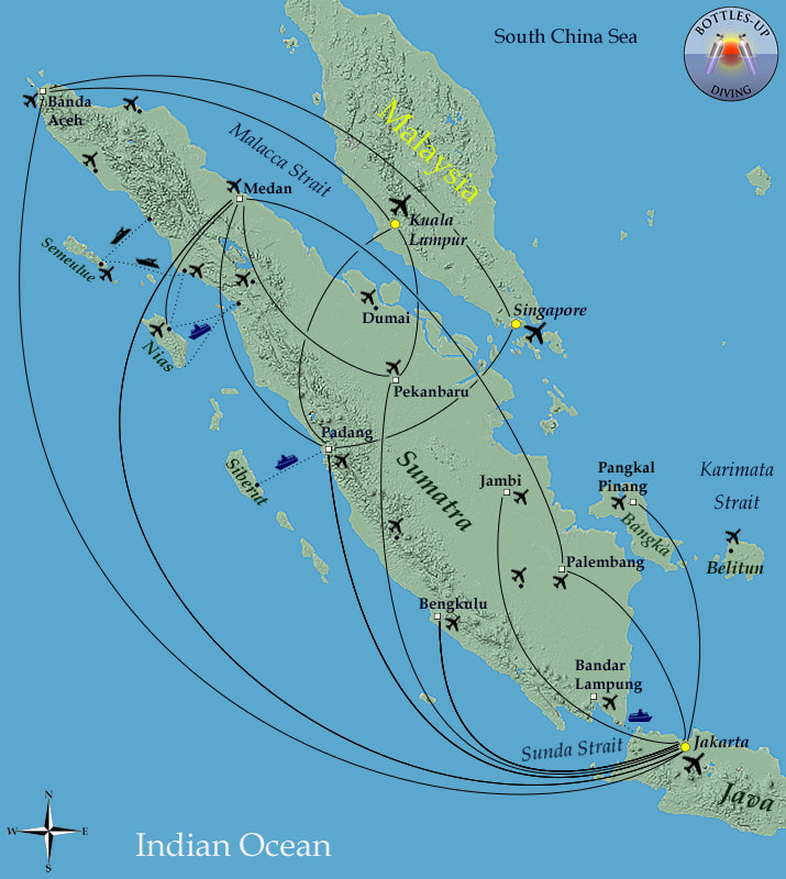 Routes around Sumatera