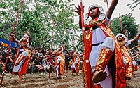 Baris Jangkang dance originated in Nusa Penida