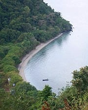 Komodo island bay during rainy season