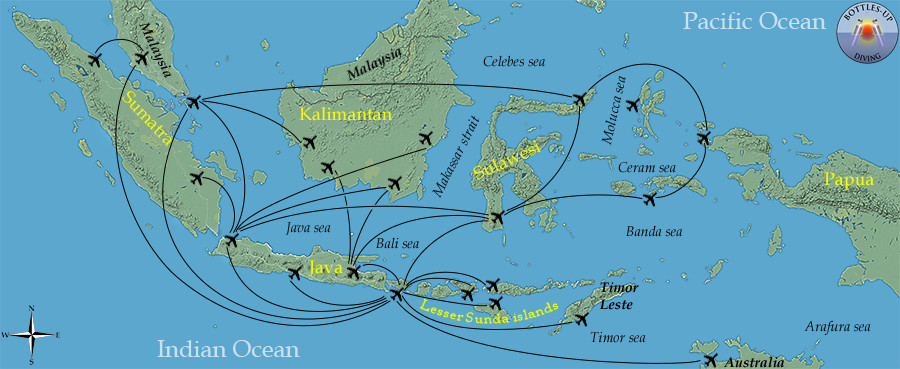 Map of Indonesia with destinations