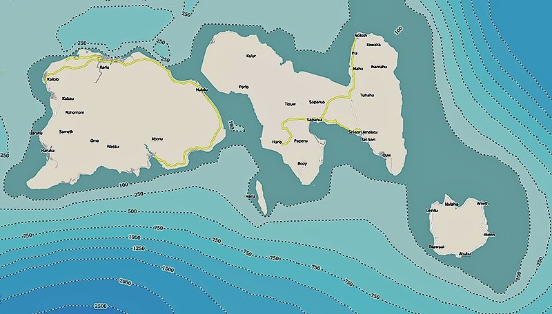 Sea depth around Lease Islands